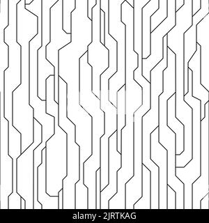 Stock seamless monochrome vector geometric pattern.Futuristic seamless black vector texture from simple abstract shapes isolated on white background. Stock Vector