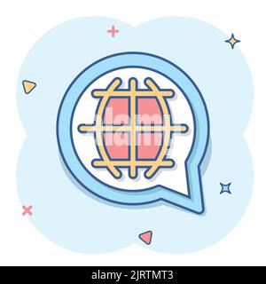 Vector cartoon choose or change language icon in comic style. Globe world communication sign illustration pictogram. World business splash effect conc Stock Vector