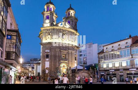 Church of La Peregrina at Night Pontevedra Galicia Spain Stock Photo