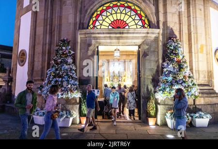 Church of La Peregrina at Night Pontevedra Galicia Spain Stock Photo