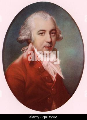 Richard Brinsley Sheridan (1751-1816), 1788. By John Russell (1745-1806). Irish satirist, a politician, a playwright, poet, and one time owner of the London Theatre Royal, Drury Lane. Stock Photo