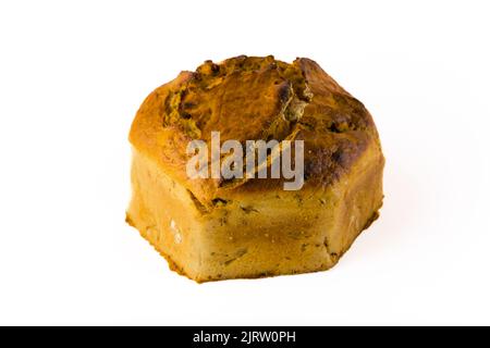 Octangular whole grain bread isolated on white background. Unusually shaped loaf of dark bread with amazing crust. Horizontal studio shot. High quality photo Stock Photo