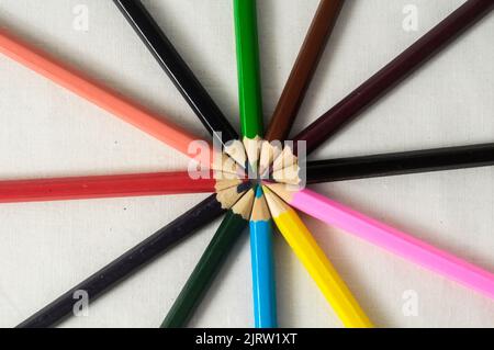 New Pencils Textured Set on a White Background Stock Photo