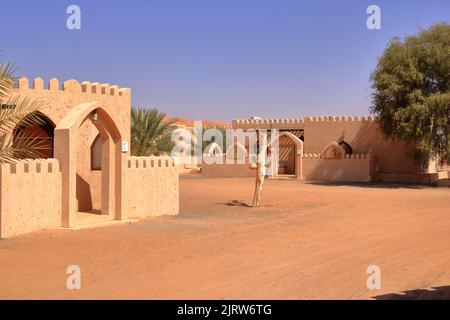 Bedouin style camping beside a huge sand dune at the Wahiba Sands desert in Oman. Stock Photo