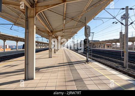 Ciudad Real, Spain. The Estacion de Ciudad Real (Ciudad Real railway station), main train station of the city, located on the AVE high-speed rail line Stock Photo