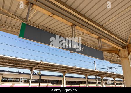 Ciudad Real, Spain. The Estacion de Ciudad Real (Ciudad Real railway station), main train station of the city, located on the AVE high-speed rail line Stock Photo