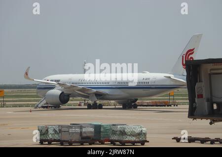 The Air China Airbus A350-900 in Shanghai Pudong Airport, China Stock Photo