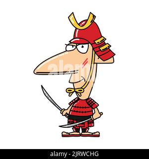 cute clipart of samurai on cartoon version,vector illustration Stock Vector