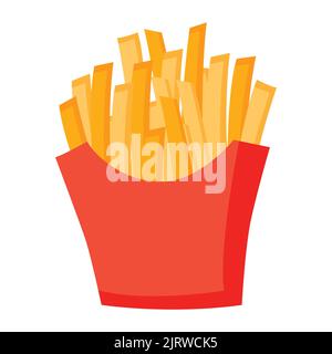 cute food of french fries on cartoon version,vector illustration Stock Vector