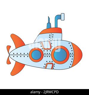 cute of submarine on cartoon version,vector illustration Stock Vector