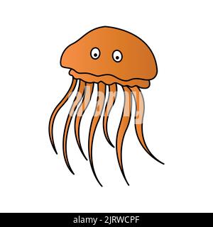 cute of jelly fish on cartoon version,vector illustration Stock Vector