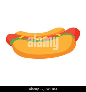 cute food of hot dog on cartoon version,vector illustration Stock Vector