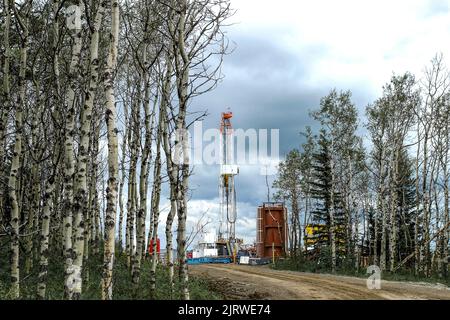 Oil and gas drilling near Calgary, Canada Stock Photo