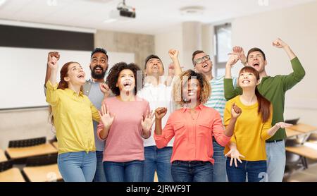 group of smiling international university students Stock Photo