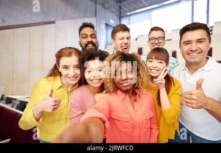 international students and teacher taking selfie Stock Photo