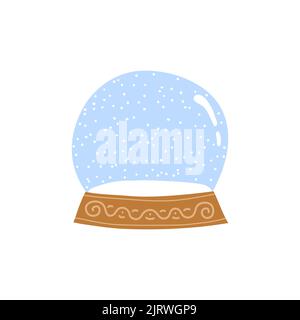 Doodle empty glass globe ball in Scandinavian style isolated on white background. Stock Vector