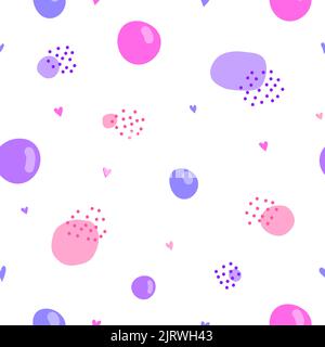 Simple abstract seamless pattern with dots and round shapes in Scandinavian style. Stock Vector