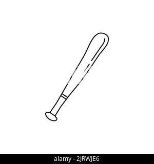 Doodle outline baseball bat isolated on white background. Stock Vector