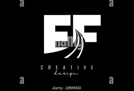 EF E F Letter Logo with Lines Design And Purple Swoosh Vector Letters ...