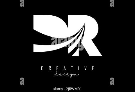 Creative white letter DR d r logo with leading lines and road concept design. Letters with geometric design. Vector Illustration with letter and creat Stock Vector