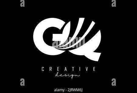 Creative white letter Gq g q logo with leading lines and road concept design. Letters with geometric design. Vector Illustration with letter and cuts. Stock Vector