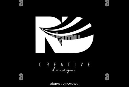 Creative white letter RD r d logo with leading lines and road concept design. Letters with geometric design. Vector Illustration with letter and creat Stock Vector