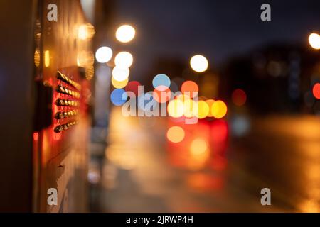 Bokeh Abstract Backround of a street in Glasgow UK at night. Stock Photo