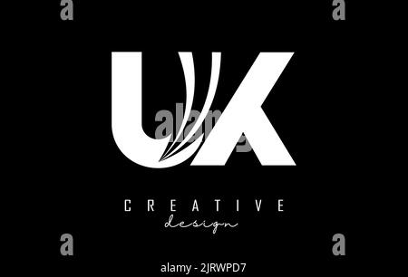 Creative white letter UX u x logo with leading lines and road concept design. Letters with geometric design. Vector Illustration with letter and creat Stock Vector