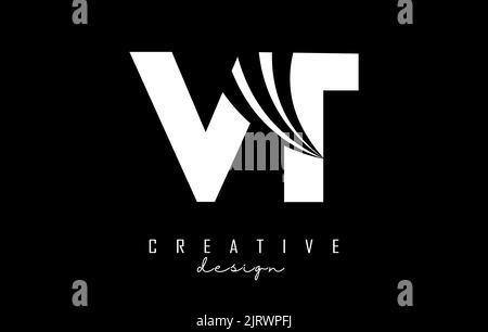 VT V T Lines Letter Design with Creative Elegant Zebra Vector ...