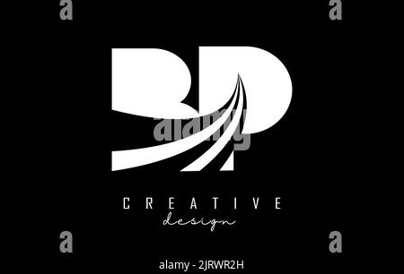 White letter BP b p logo with leading lines and road concept design. Letters with geometric design. Vector Illustration with letter and creative cuts Stock Vector