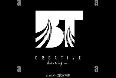 White letter BT b t logo with leading lines and road concept design. Letters with geometric design. Vector Illustration with letter and creative cuts Stock Vector