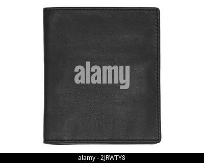 closed black man's leather wallet on isolated white background Stock Photo