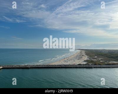 Orlando, FL USA - February 12, 2022: An aerial view of Port Canaveral in Florida. Stock Photo