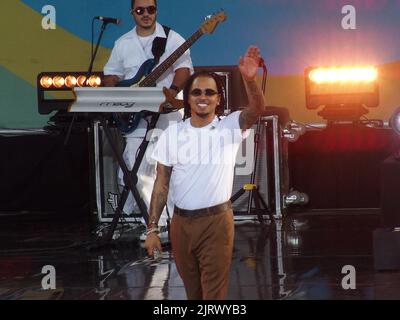 August 26, 2022, New York, New York, USA: JUAN CARLOS OZUNA ROSADO known simply by his surname OZUNA, a Puerto Rican/Dominican singer and rapper performed in New York's Central Park for ABC's ''Good Morning America'' Concert Series.(Credit Image: © Bruce Cotler/ZUMA Press Wire) Stock Photo