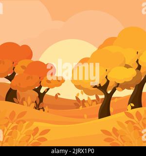 Background trees field autumn vector illustration Stock Vector Image ...
