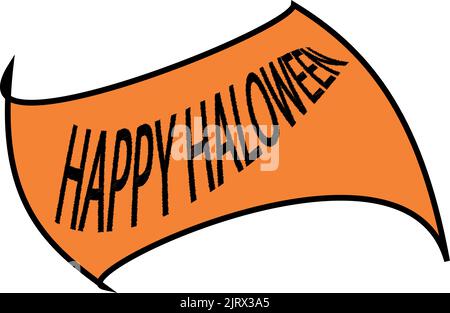 Orange banner reading Happy Halloween on white close up Stock Vector