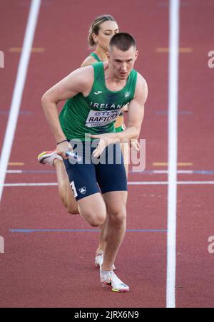 Jack Raftery competing in the mixed relay final at the World Athletics Championships, Hayward Field, Eugene, Oregon USA on the 15th July 2022. Photo b Stock Photo