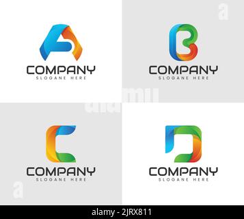 Collection of letter a, b, c, d, logo design. Abstract logos collection with letters Stock Vector