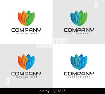 Leaf flower logo. Creative flowers inspiration vector design template. Stock Vector