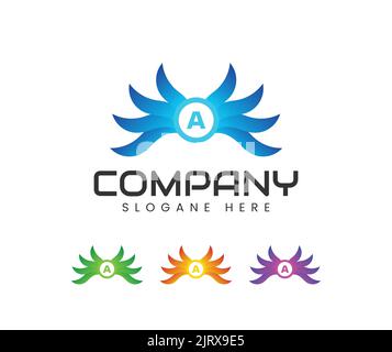 Initial letter a with wings logo design. Wings design element, initial Letter A logo Icon, Initial Logo Template Stock Vector