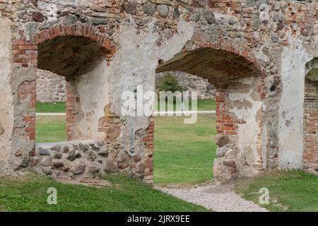 Ruins of an Ancient Medieval Castle Dobele Latvia. the Historical Region of Zemgale, in Latvia, Was Built in 1335 by the Livonian Ordern. Stock Photo
