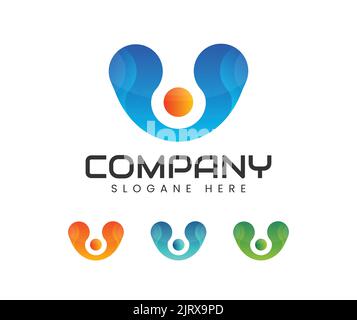 Letter v with dot circle professional logo design. Initial Letter V Technology Logo, Unique style with gradient color Stock Vector