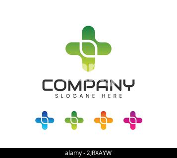 Cross plus heart medical logo icon design template elements Stock Vector