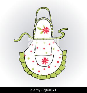Doodle kitchen apron for woman. Vector illustration Stock Vector