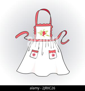 Doodle kitchen apron. Vector illustration Stock Vector