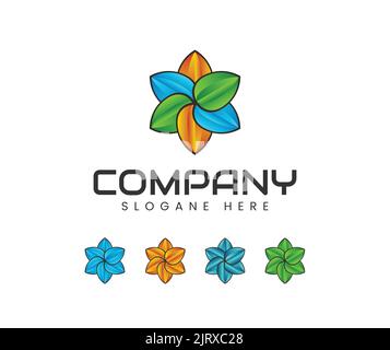 Abstract leaf logo icon design modern minimal style illustration. Abstract Leaf Logo design vector template Stock Vector