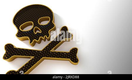 A 3d rendering image of skull made from steel and wire mesh. Stock Photo