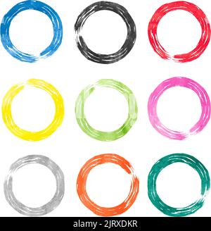 Set of watercolor rings. Vector collection of colorful round elements for design Stock Vector