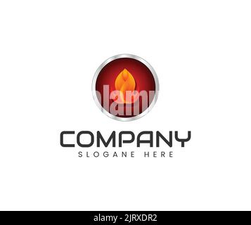 Circle Fire flame abstract Logo design vector template. Sphere Logotype concept icon Stock Vector
