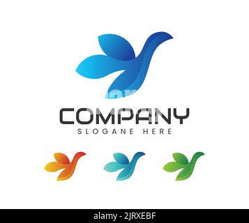 Abstract Bird Logo design vector template. Creative Dove Logotype business technology concept symbol icon Stock Vector